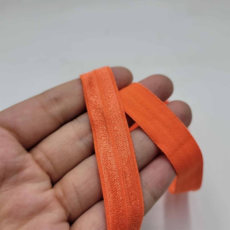 FAYADA Fold Over Elastic,5/8" Foldover FOE Trim Elastic Ribbon,Stretch FOE Band for Hair Ties Headbands Sewing Craft -5 Yards (Orange) - Image 3
